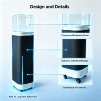 Écran LED cylindrique commercial d'intérieur ultra performant avec affichage à 360° °   Surface de visualisation et roues mobiles verrouillables pour signalétique de magasin de détail