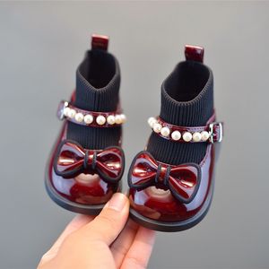 Nouvelles Bottes pour Bébé Fille, Semelle en Caoutchouc Solide, Chaussettes Tricotées, Bottes Courtes à Noeud Papillon - Product Image 3