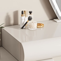 Table de maquillage moderne avec miroir LED, tiroirs et tabouret, ensemble de coiffeuse de luxe pour chambre à coucher, bureau cosmétique blanc