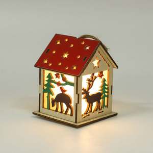 Décoration de Noël, cabane lumineuse, bonhomme de neige, décoration créative d'arbre de Noël, pendentif en bois lumineux pour les fêtes, cadeaux du Nouvel An - Product Image 5
