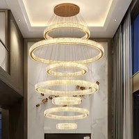 Restaurant Led Luxe Moderne Suspension Acier Suspension K9 Cristal Suspension Moderne Luxe Escalier Lustre