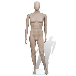 Full-Body <b>Male</b> <b>Mannequin</b> Beige Plastic Standing Pose Plus Size Apparel Display D0100HHRHTP <b>Mannequin</b> Round Head Beige <b>Mannequin</b> - Product Image 3