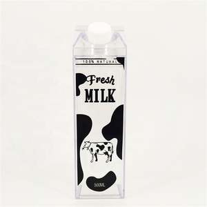 พิมพ์โลโก้คุณภาพสูงตามสั่ง ขวดนมทรงเหลี่ยม PS ปลอดสาร BPA เกรดอาหาร ขนาด 500 มล. 1000 มล. สำหรับใส่น้ำผลไม้ น้ำแร่ ดื่มได้โดยตรง เหมาะสำหรับงานปาร์ตี้ - Product Image 1