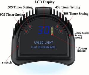 Lámpara de uñas LED recargable de 64W, Máquina secadora de uñas UV de alta potencia inalámbrica, enchufe USB/UE inalámbrico para uso en el hogar o en el salón - Product Image 5