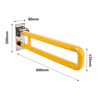 Barre d'appui pliable en acier inoxydable et PP, murale, en forme de U, pour salle de bain, toilettes, douche, personnes âgées et handicapées