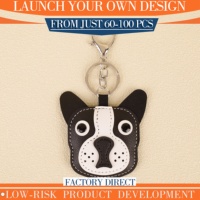 Porte-clés en cuir Bouledogue Français de dessin animé, Pendentif animalier tendance pour sac à main, bagages, portefeuille, accessoire de fête