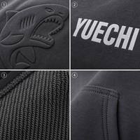 Ensemble de survêtement pour homme, personnalisé, avec sweat à capuche zippé en polaire uni à motif requin en relief, grande taille, et pantalon de survêtement noir en coton assorti