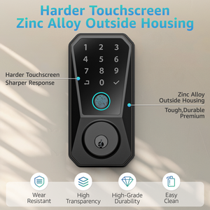 Teclado digital inteligente, cerradura de puerta con huella dactilar, alta calidad, impermeable, entrada a casa, aluminio, madera, WiFi, conectividad en la nube - Product Image 2