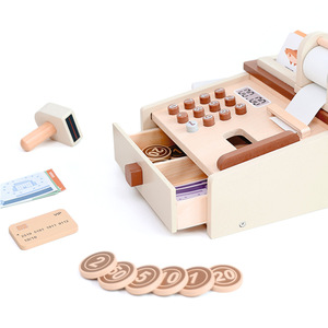 <span class=keywords><strong>Caisse</strong></span> <span class=keywords><strong>enregistreuse</strong></span> en bois naturel non toxique, sans bavures, certifiée CPC CE, pour enfants et tout-petits, jeu de simulation éducatif - Product Image 3