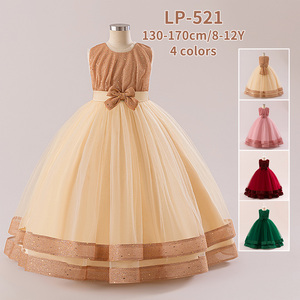 Meiqiai <strong>Little</strong> Girls' Floral Fancy Formal Prom Dress Puffy Party Maxi Ball Gown Sequins Woolen Fabric Embroidery Summer Season - Product Image 5