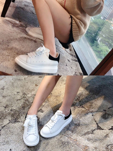 Baskets décontractées de luxe en cuir véritable respirant pour le sport et le skateboard, grande taille, blanches, tendance pour le printemps - Product Image 6