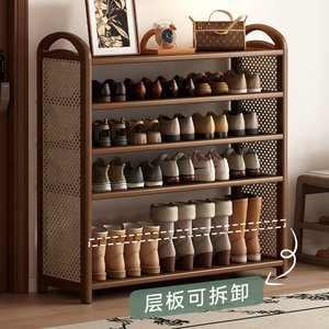 <b>Shoe</b> <b>Rack</b> Multi Tiered <b>Storage</b> Organizer Dustproof Entryway Indoor Use Sneakers Boots High Heels 5 Tier Black Rattan Style - Product Image 2