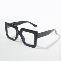 Lunettes carrées anti-lumière bleue Bettega à monture épaisse noire pour femmes, style rétro, verres légers avancés, monture épaisse pour visage fin, surdimensionnées