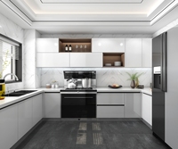 Cuisine intelligente personnalisée au design moderne Armoires de cuisine à portes électriques automatiques haut de gamme de luxe blanc mat avec îlot élévateur