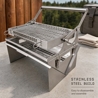 Gril de camping et pique-nique rotatif au charbon de bois, pliable, avec grille de retournement facile pour barbecue - HDT04