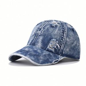 Casquette de baseball tendance toutes saisons pour hommes et femmes, en jean délavé et déchiré, style urbain - Product Image 2