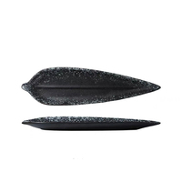 Plat à sushi créatif en céramique de grès motif feuille, durable, cuit à haute température, idéal pour les buffets d'hôtel, les mariages et la présentation de vaisselle