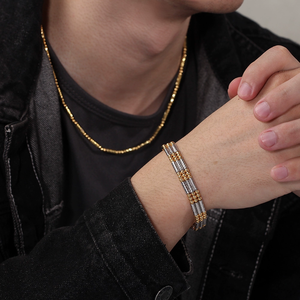 <span class=keywords><strong>Collana</strong></span> Magnetica Cilindrica in Argento S925 Italiano con Bracciale Placcato <span class=keywords><strong>Oro</strong></span>, Catene in Argento Sterling per <span class=keywords><strong>Uomo</strong></span> e Donna - Product Image 2