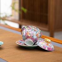 Service à thé en céramique de Jingdezhen Wan Hua Gong, résistant à la chaleur, design rétro de luxe léger, bol délicat pour femmes, théière, tasse à thé, coffret cadeau