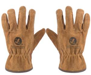 Guantes de seguridad para conductores de invierno antiarañazos certificados EN420/EN388 de cuero dividido de vaca marrón para trabajar - Product Image 4