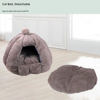 Lit d'hiver chaud pour chat et chien, niche en fourrure de lapin pour petit chien, yourte mongole fermée, nid douillet en peluche en forme de citrouille, maison pour chien