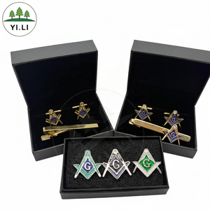 Maßgefertigte Metall-Freimaurer-Manschettenknöpfe und Krawattenklammer-Set mit Logo, Messing Antik-Plattiert, Herren-Accessoires, Jubiläums-Souvenir, Werbegeschenke - Product Image 2