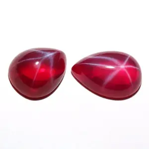 Pear Shape Lab Created Wuzhou Factory Ruby Star 6 Lines