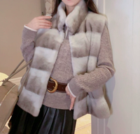 Gilet en fourrure de vison véritable pour femme, sans manches, vêtement d'extérieur chaud pour l'hiver