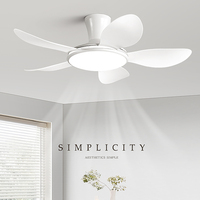Ventilateur de plafond intérieur en bois intelligent de 42 pouces avec 5 pales droites et télécommande de lumière LED Lampe à ampoule décorative fantaisie