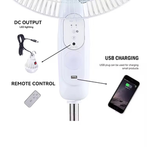 Rechargeable 18-Inch Solar ABS Fan with LED Remote Outdoor Standing Fan Phone Charger DC 20W - Product Image 2