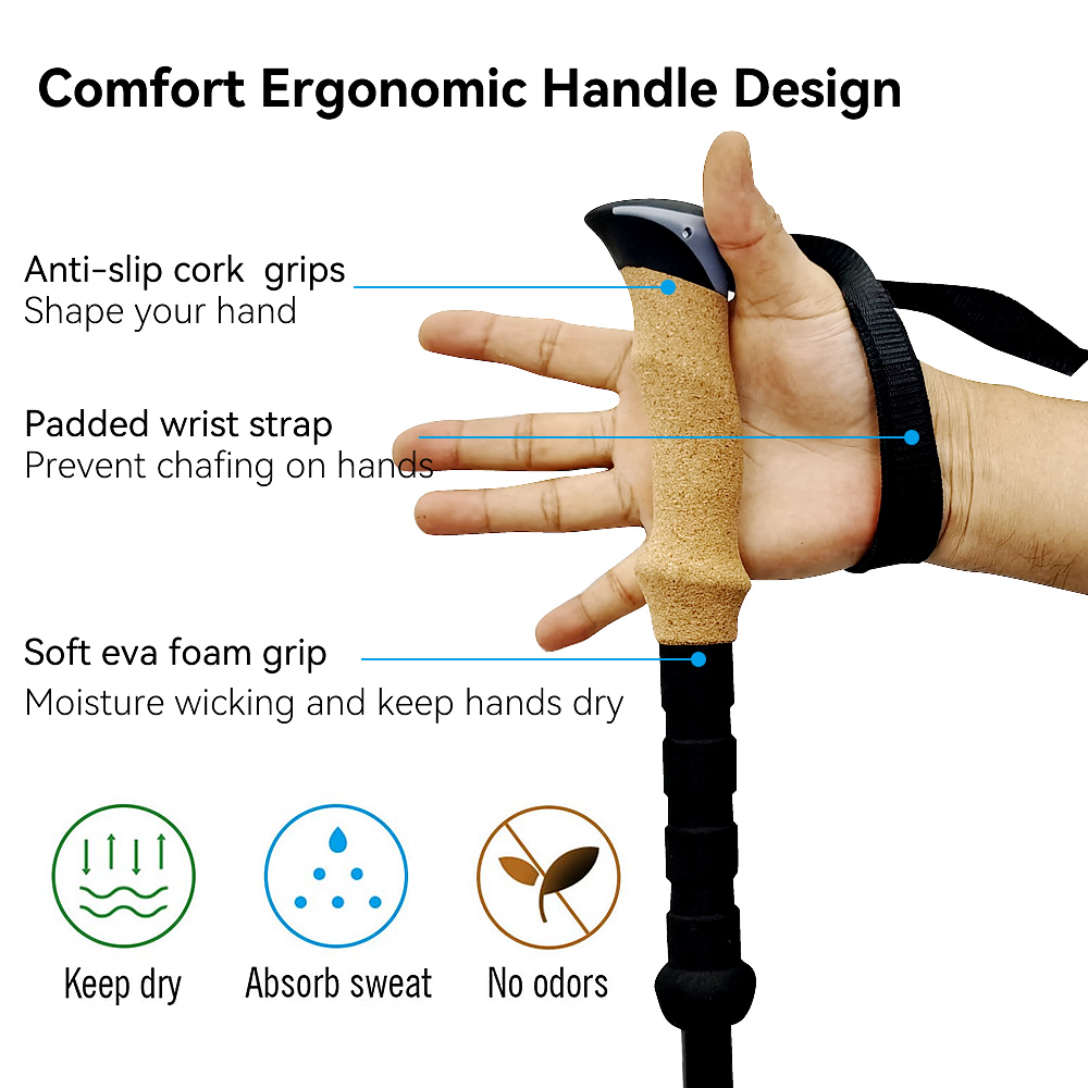 65 To 135cm Folding Walking Sticks For Hiking Outdoor Hiking Accessories Aluminum