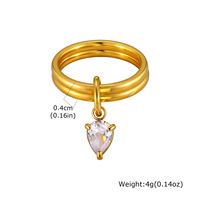 Bague pour femme en acier inoxydable à double anneau avec zircon blanc, bijou de mode doré