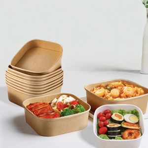 Bols à salade rectangulaires en papier kraft biodégradables écologiques, recyclables, multi-usages, pour emporter, <span class=keywords><strong>Timeco</strong></span> - Product Image 2
