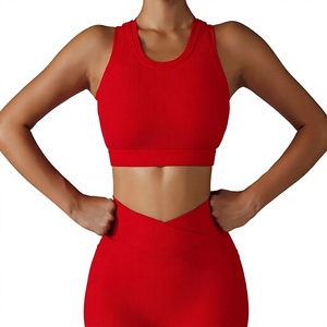 Pink <b>Wrap</b> Front Plus Size Simple Sports Bra U-NECK Design High Support Workout <b>Top</b> Custom Logo Womens Compression <b>Yoga</b> - Product Image 2