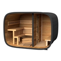 Sauna Listrik Luar Ruangan Villa Kayu Spruce Solid Bentuk Persegi untuk 5 Orang, Uap Basah, Penggunaan Keluarga, OEM/ODM 9KW Ramah Lingkungan