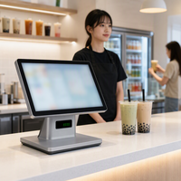 Système de point de vente tactile Windows 15,6 pouces, caisse enregistreuse ultra-fine pliable tout-en-un, écran client LED N97 8 Go 256 Go Argent