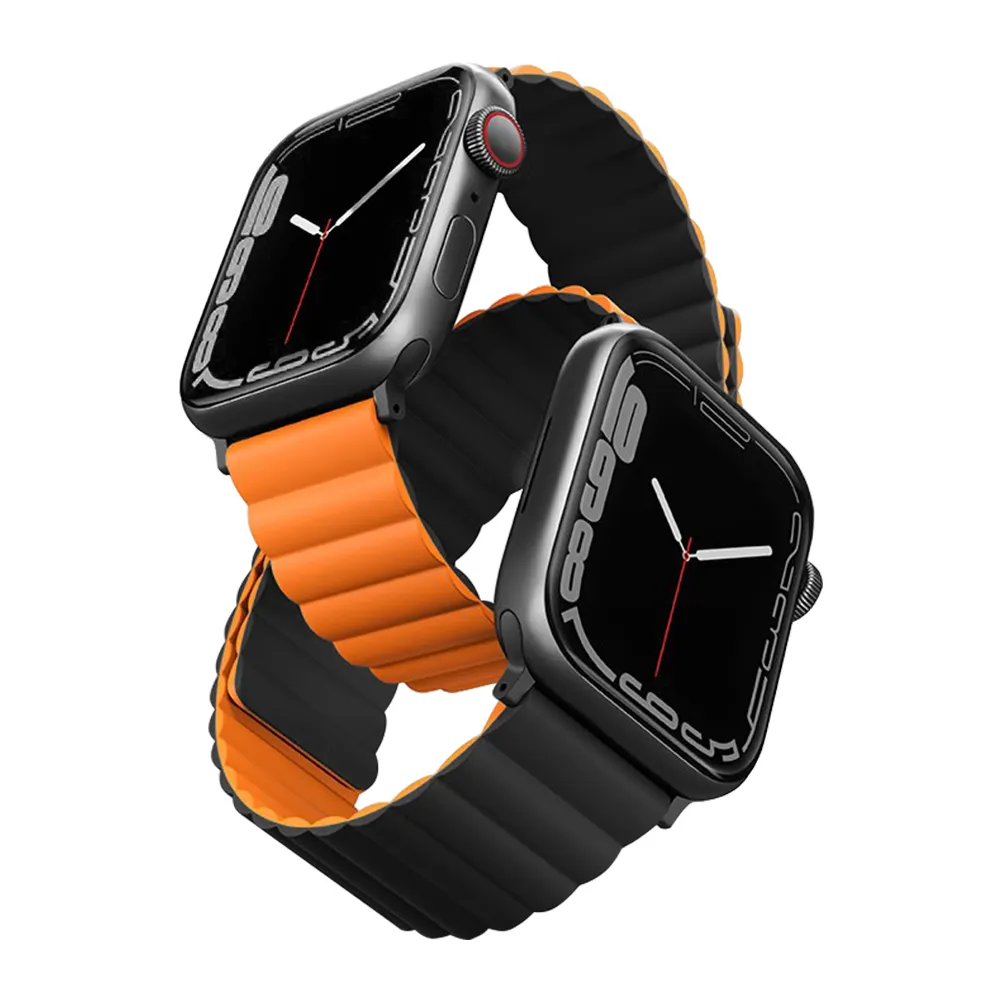 Ryb banda de silicone magnética reversível, cores duplas para apple watch 8 7 6 5 4 38/40/41mm 42/44/45mm