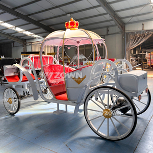 Charrette de mariage royale en forme de citrouille pour princesse, siège rouge avec couronne rouge, vente en gros - Product Image 4