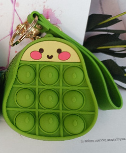 Hot Selling Avocado Shaped Convenient Silicone Coin Purse Storage Bag Headphone Bag With Stress Relieving <b>Bubble</b> Toy - Product Image 6