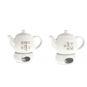 Ceramic Teapot With Heater Set White <b>Tea</b> Pot With <b>Stand</b> For <b>Tea</b> Making - Product Image 1