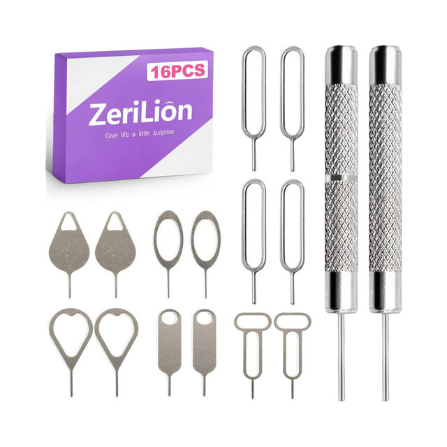 ZeriLion 16 Pack SIM Card Ejector Tool Kit Camera Phone Tray Opener Pin Easy Removal Standard Key