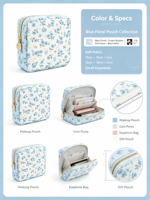 Pochette de rangement pour maquillage à motif floral, organiseur de toilette léger pour les voyages, sac cosmétique