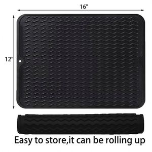 OKOKAY Silicone Dish <b>Drying</b> <b>Mat</b> for Multiple Usage Easy Clean Eco-friendly Heat-resistant <b>Mat</b> <b>Kitchen</b> Counter Sink - Product Image 2