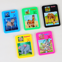 Permainan Edukasi Klasik Montessori Mini Animal Sliding Word Grid Kayu Plastik 12-Piece Puzzle Jigsaw Warna-warni untuk Anak