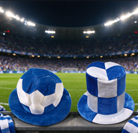 Chapeau haut à carreaux en peluche pour supporter de football, accessoire de tête pour défilé de carnaval, Halloween, cosplay, accessoire photo, fournitures de fête pour les fans de football
