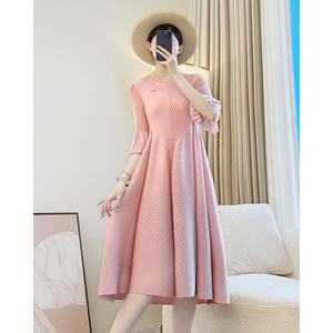 Jupe <span class=keywords><strong>mi</strong></span>-<span class=keywords><strong>longue</strong></span> trapèze Miyake Vintage bleu bud, nouvelle collection automne pour femme, <span class=keywords><strong>robe</strong></span> élégante rajeunissante pour les voyages en bord de mer, grande taille - Product Image 2