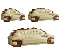 Canapé d'angle en cuir véritable sculpté en bois européen de haute qualité, modèle Beno 855, confortable pour salon et hôtel