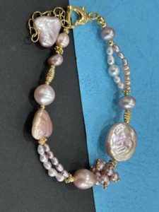 Bracelet en perles baroques <span class=keywords><strong>YOB</strong></span>, nouveau, 9-10 mm + 12-13 mm, plaqué or, bijoux tendance pour femmes - Product Image 2