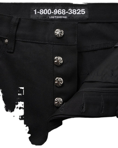 Jeans de Mezclilla Ajustados con Corte de Campana, Bordado Crema en la Costura Interior, Diseño Vintage Negro para Hombre, Nuevo Diseño 2026, Lostshdws - Product Image 4