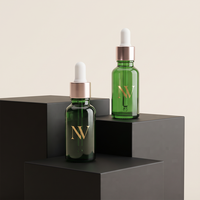 Flacon compte-gouttes en verre pour huile essentielle, bleu ambre vert, 5 ml-100 ml, récipient cylindrique pour sérum cosmétique avec couvercles